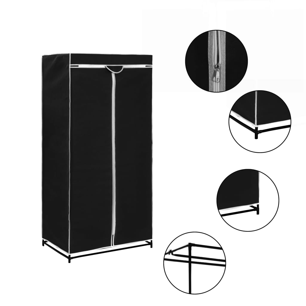 2 pcs Garde-robes Noir 75x50x160 cm - Armoires