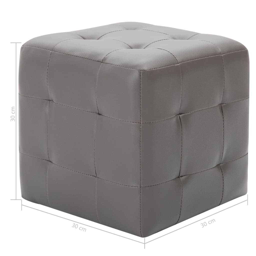 2 pcs Poufs Gris 30 x 30 x 30 cm Similicuir - Poufs