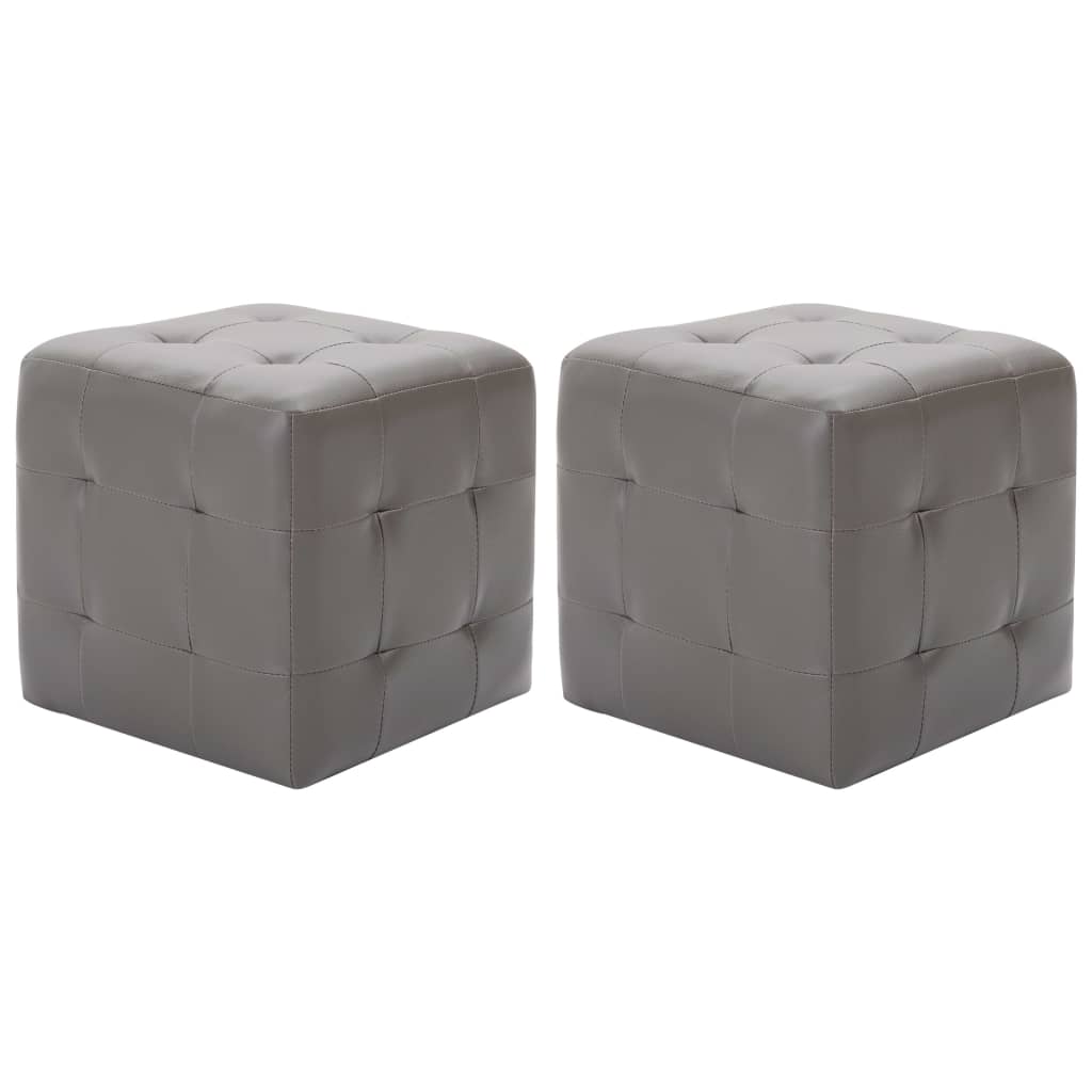 2 pcs Poufs Gris 30 x 30 x 30 cm Similicuir - Poufs