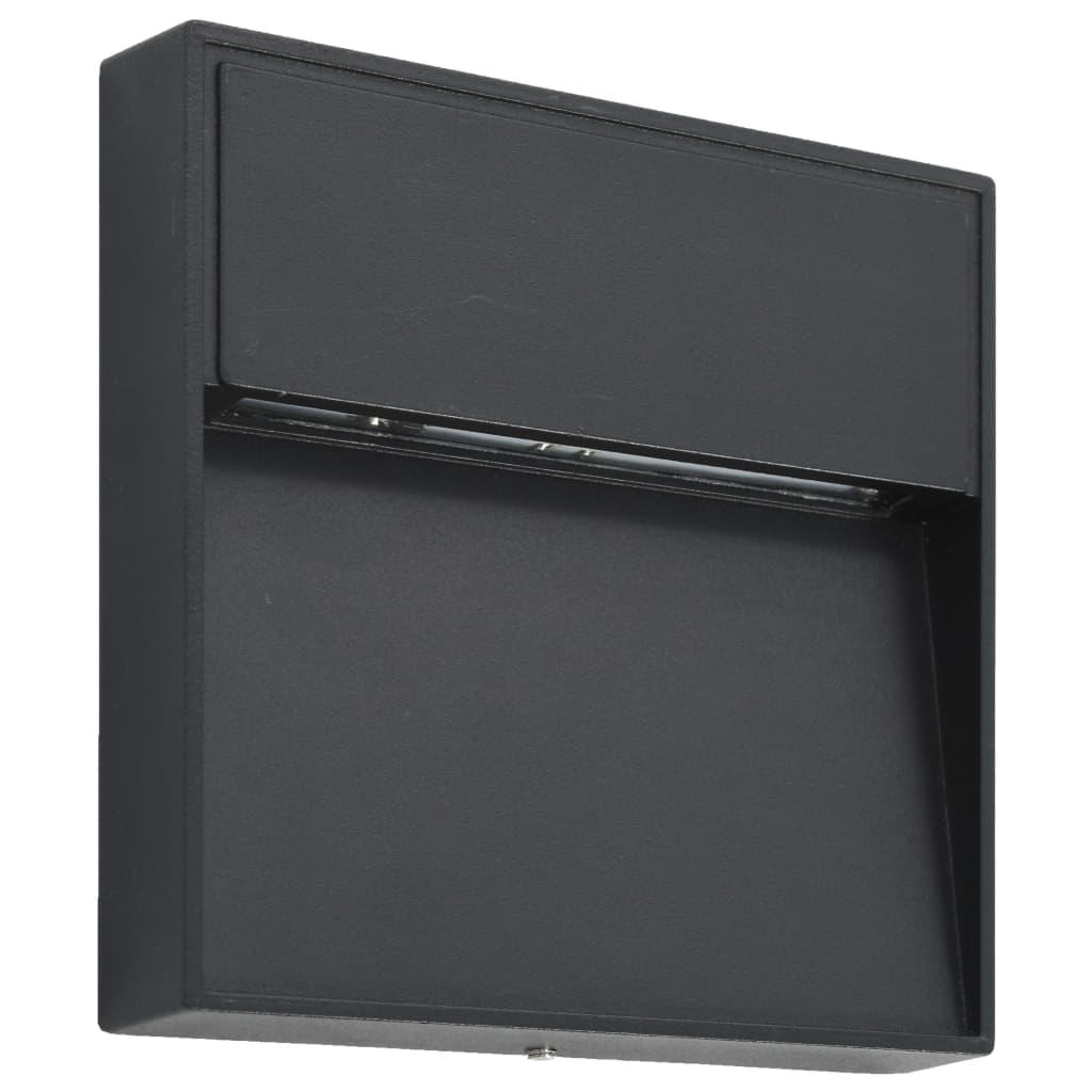 2 pcs Appliques murales LED d'extérieur 3 W Noir Carré