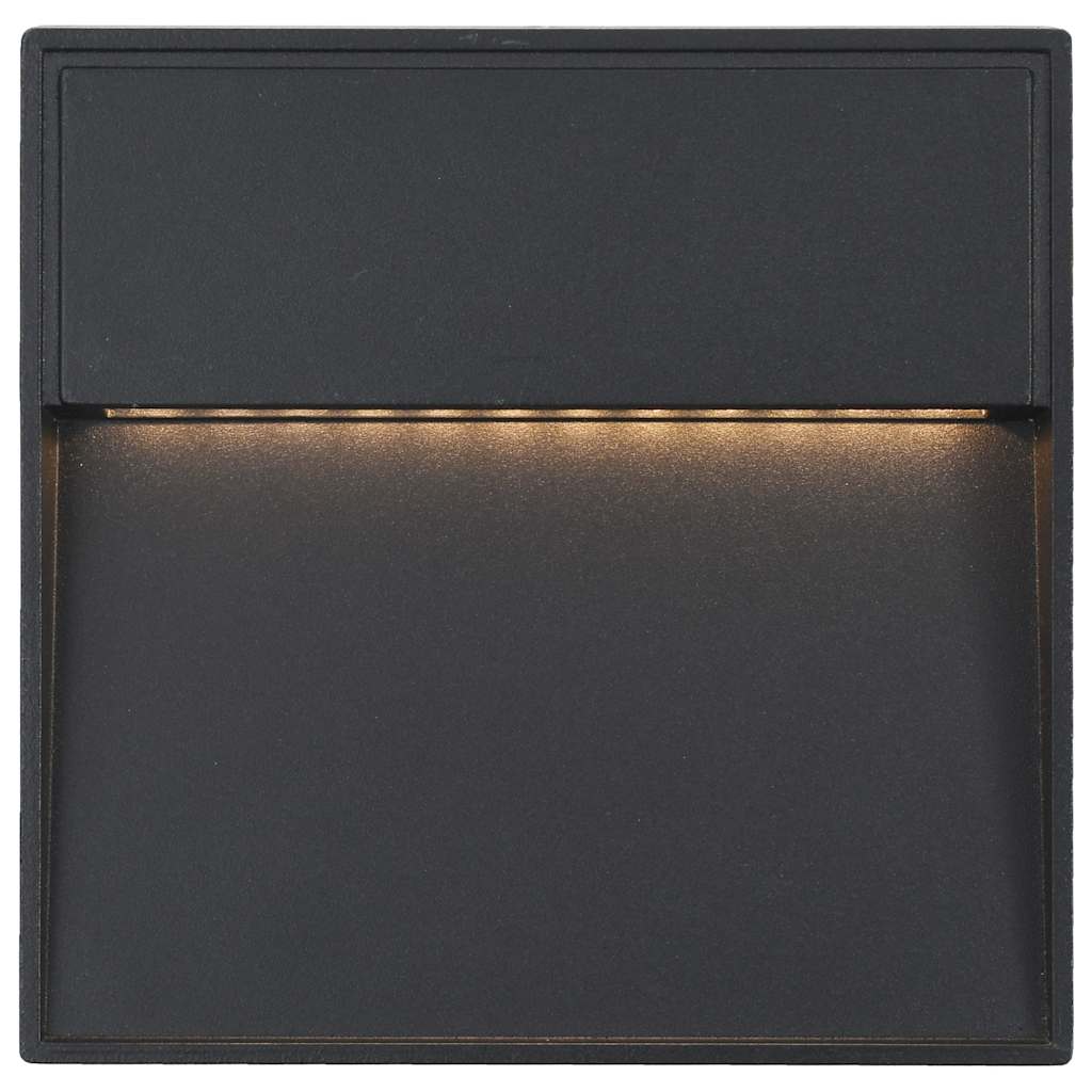 2 pcs Appliques murales LED d'extérieur 3 W Noir Carré