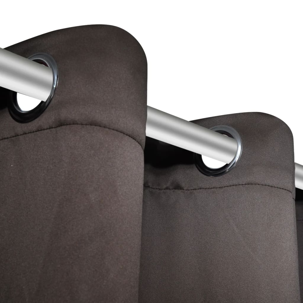 2 pcs Rideau Blackout Occultant Brun avec Œillets en métal 135x245cm
