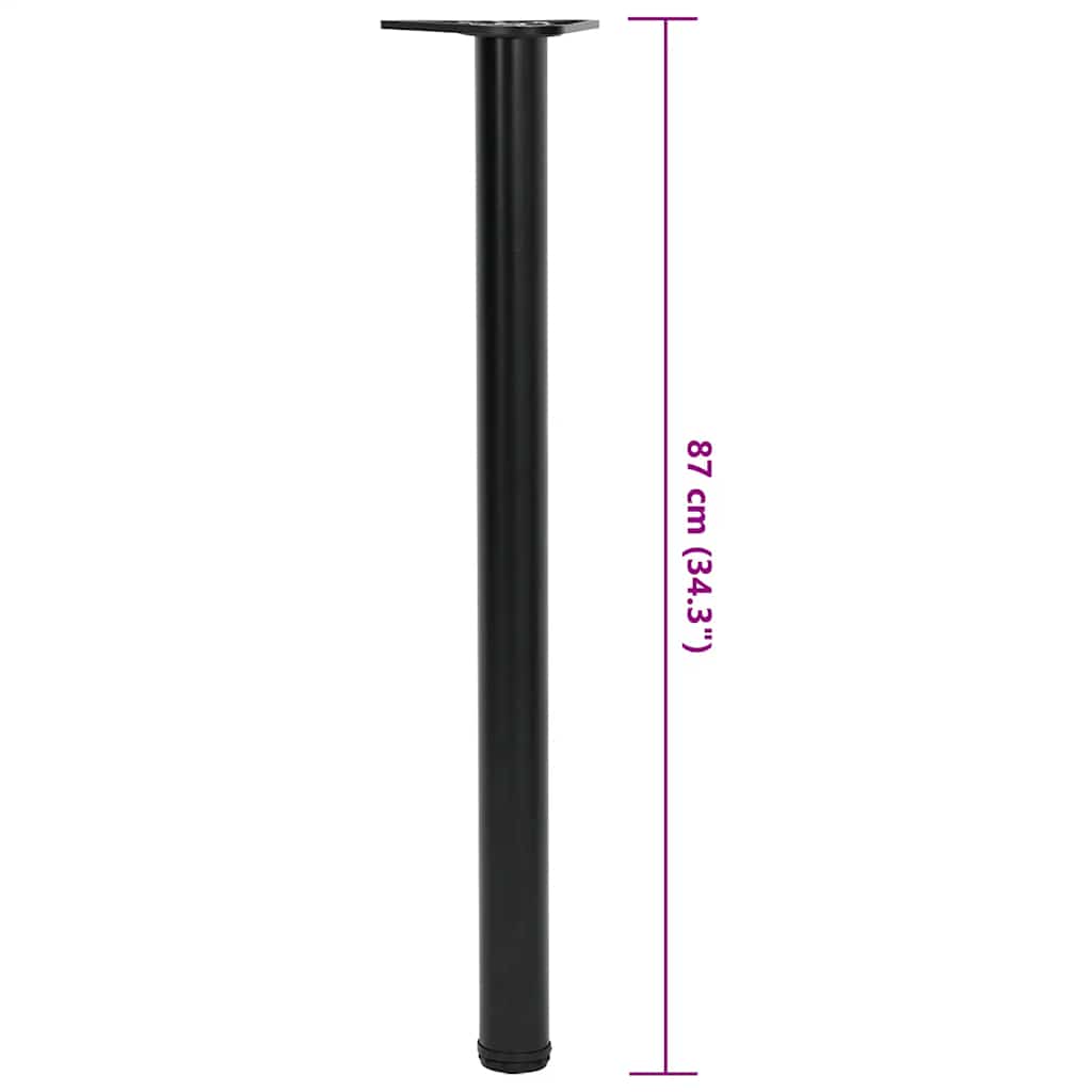 4 pieds de table réglables en hauteur 870 mm Noir