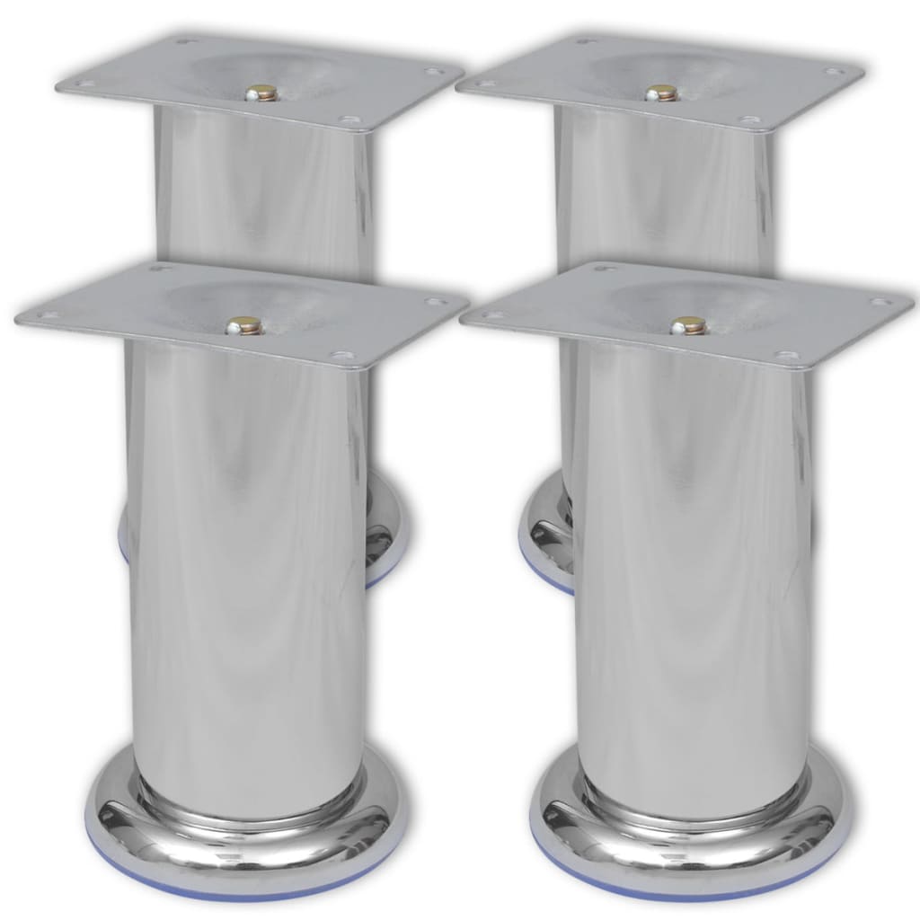 4 pieds ronds de canapé en Nickel brossé 120 mm