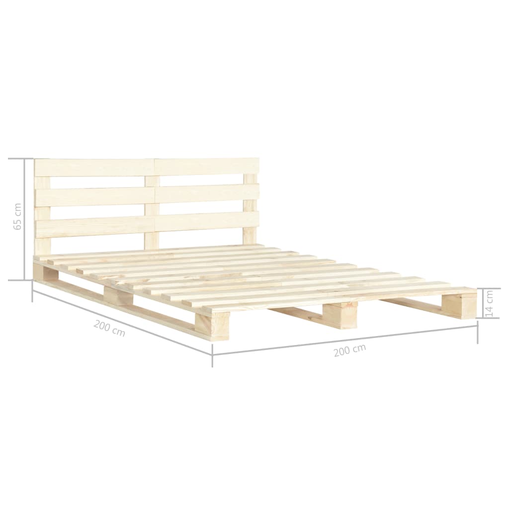 Cadre de lit de palette sans matelas bois massif pin 200x200 cm