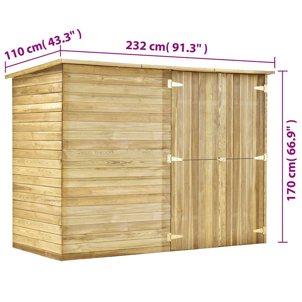 Abri de jardin 232x110x170 cm Bois de pin imprégné