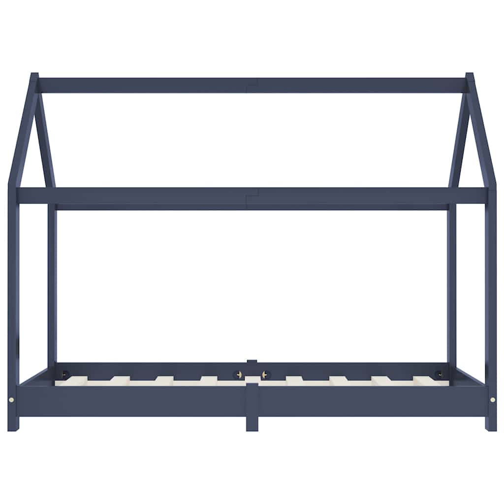 Cadre de lit d'enfant Gris Bois de pin massif 70x140 cm