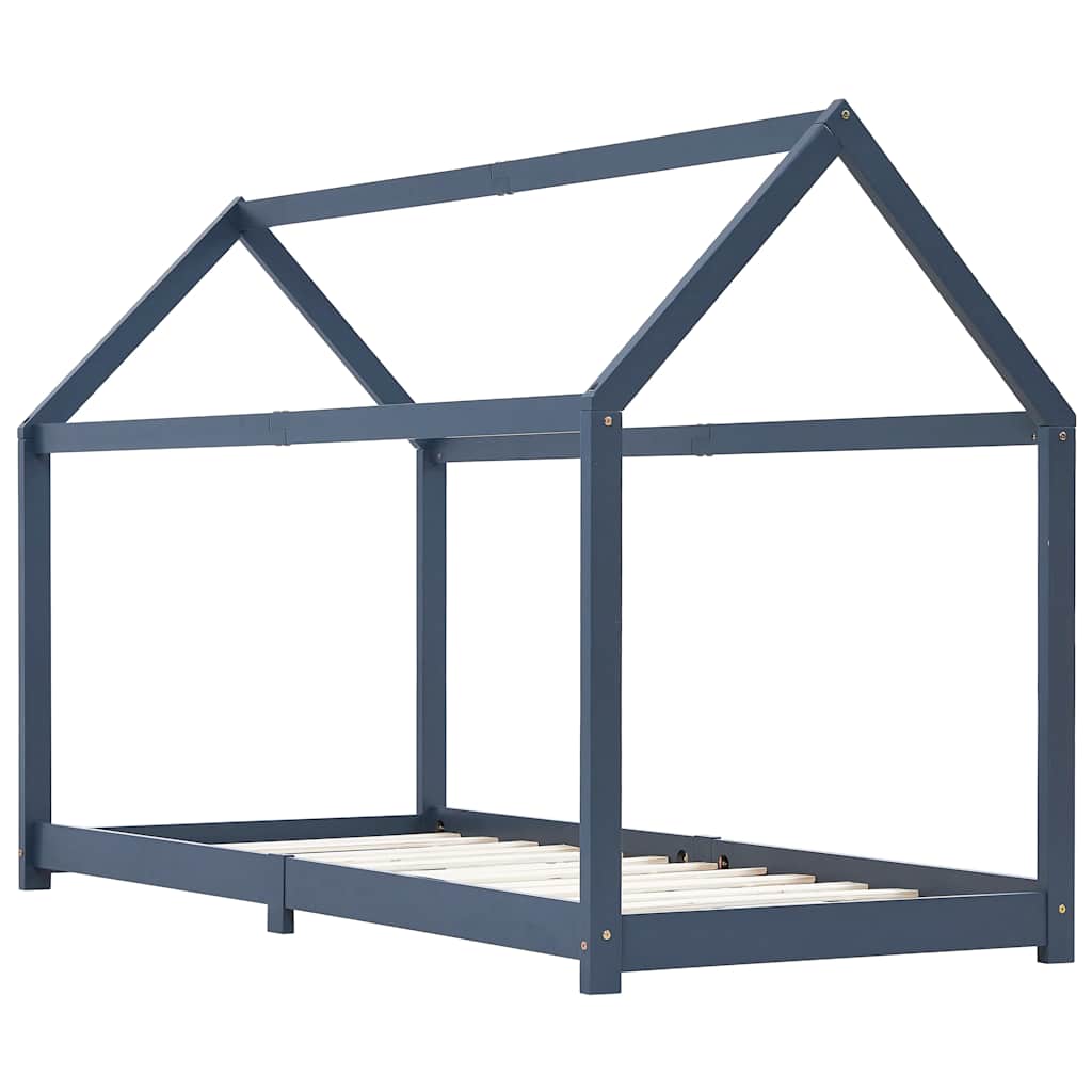 Cadre de lit d'enfant Gris Bois de pin massif 90 x 200 cm