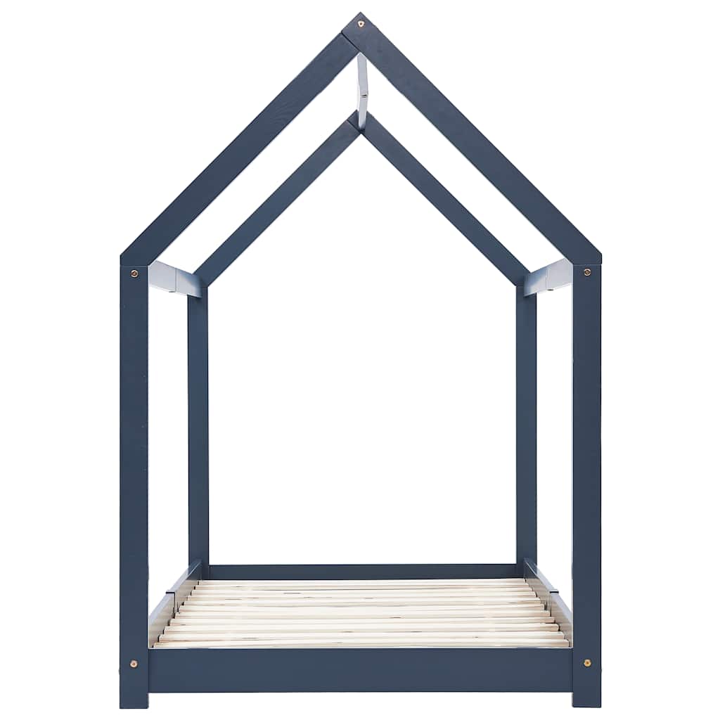 Cadre de lit d'enfant Gris Bois de pin massif 90 x 200 cm