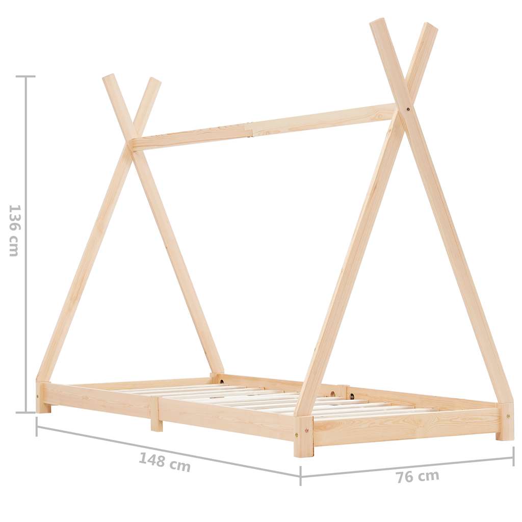 Cadre de lit d'enfant Bois de pin massif 70x140 cm