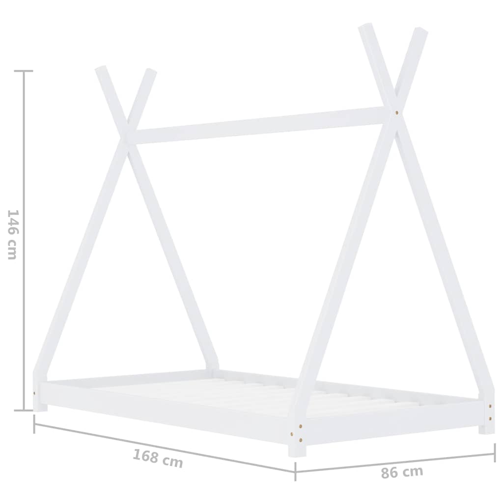 Cadre de lit d'enfant Blanc Bois de pin massif 80x160 cm
