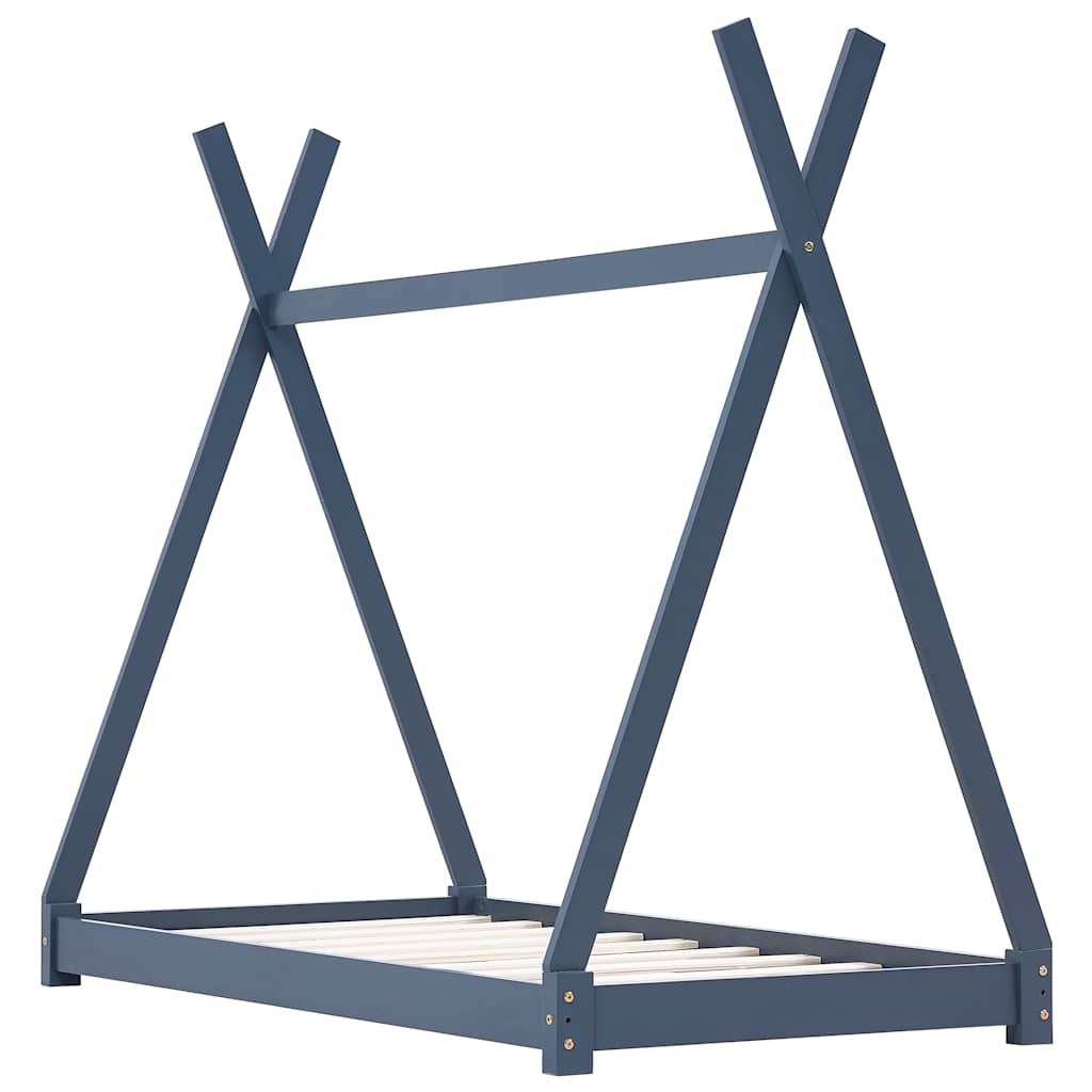Cadre de lit d'enfant Gris Bois de pin massif 80x160 cm