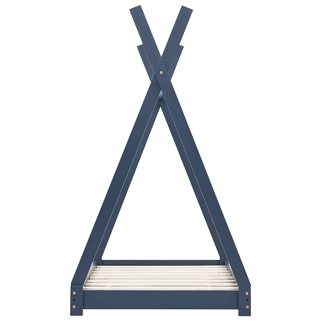 Cadre de lit d'enfant Gris Bois de pin massif 80x160 cm