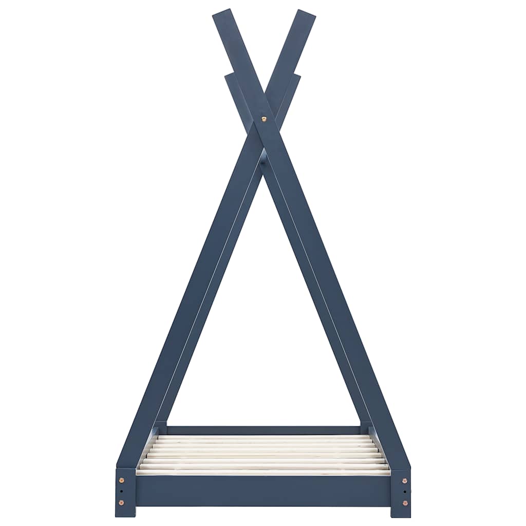 Cadre de lit d'enfant Gris Bois de pin massif 90 x 200 cm
