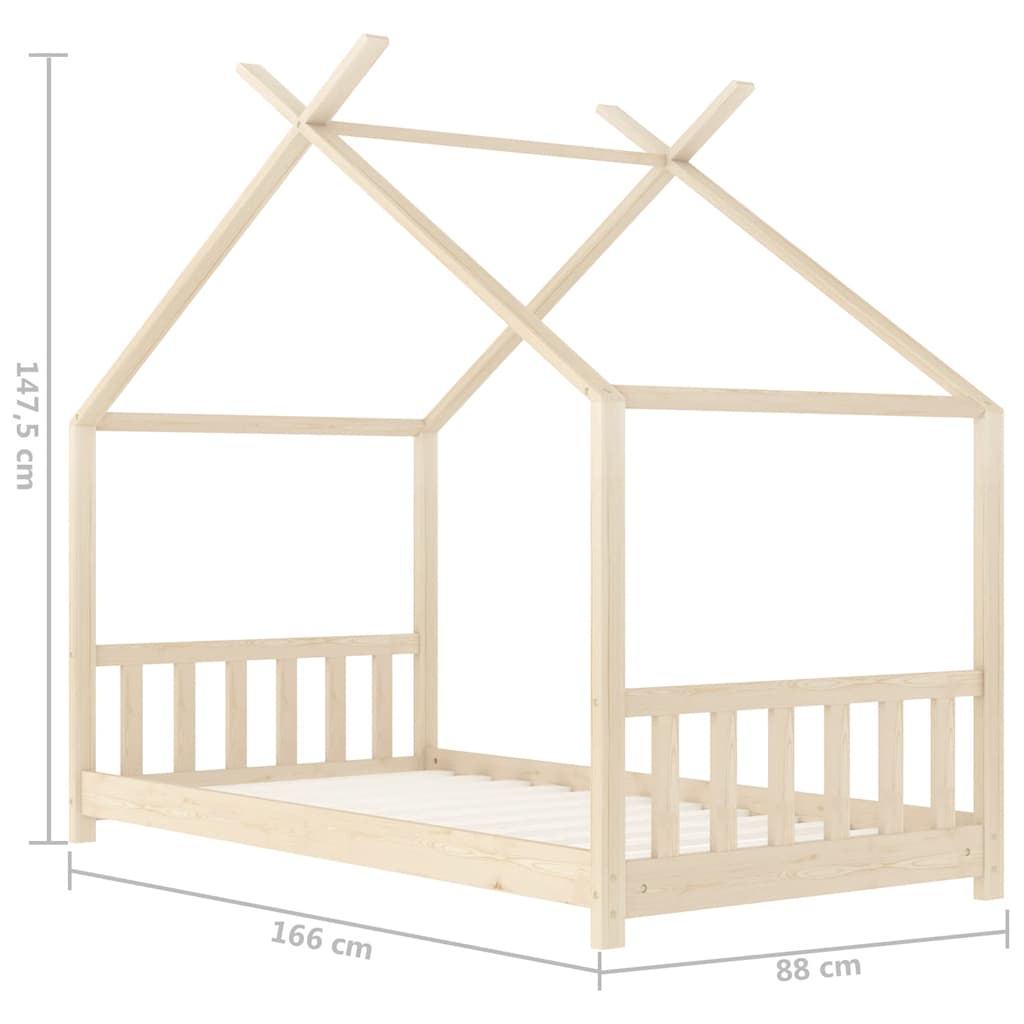 Cadre de lit d'enfant Bois de pin massif 80x160 cm