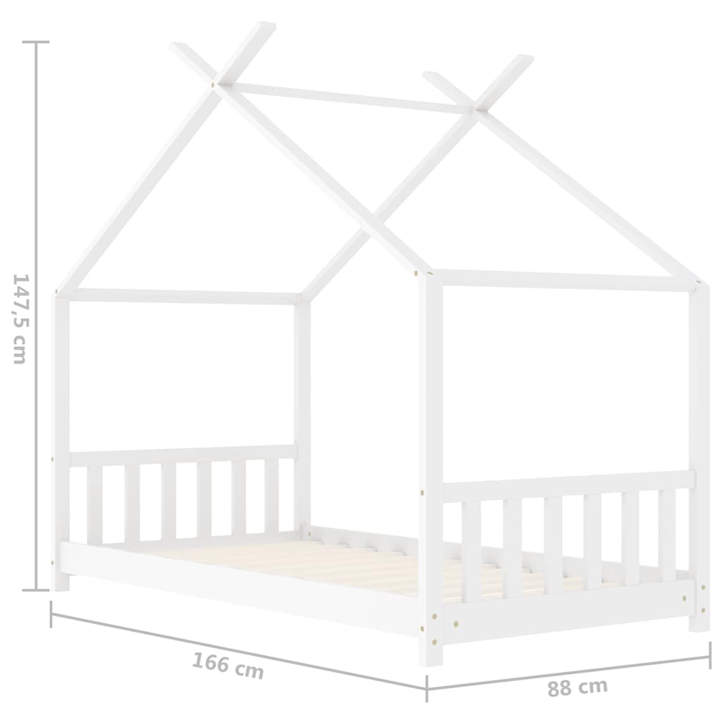 Cadre de lit d'enfant Blanc Bois de pin massif 80x160 cm