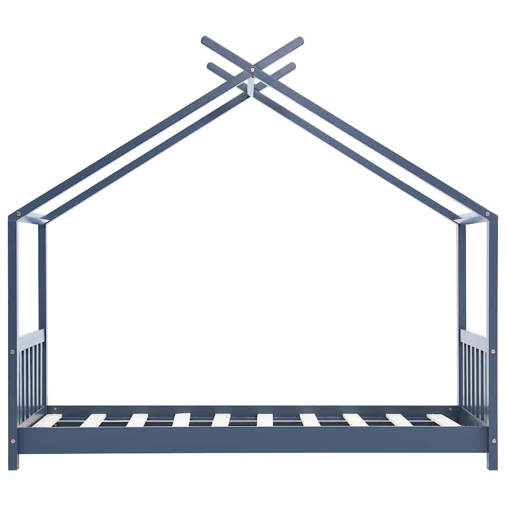 Cadre de lit d'enfant Gris Bois de pin massif 70x140 cm
