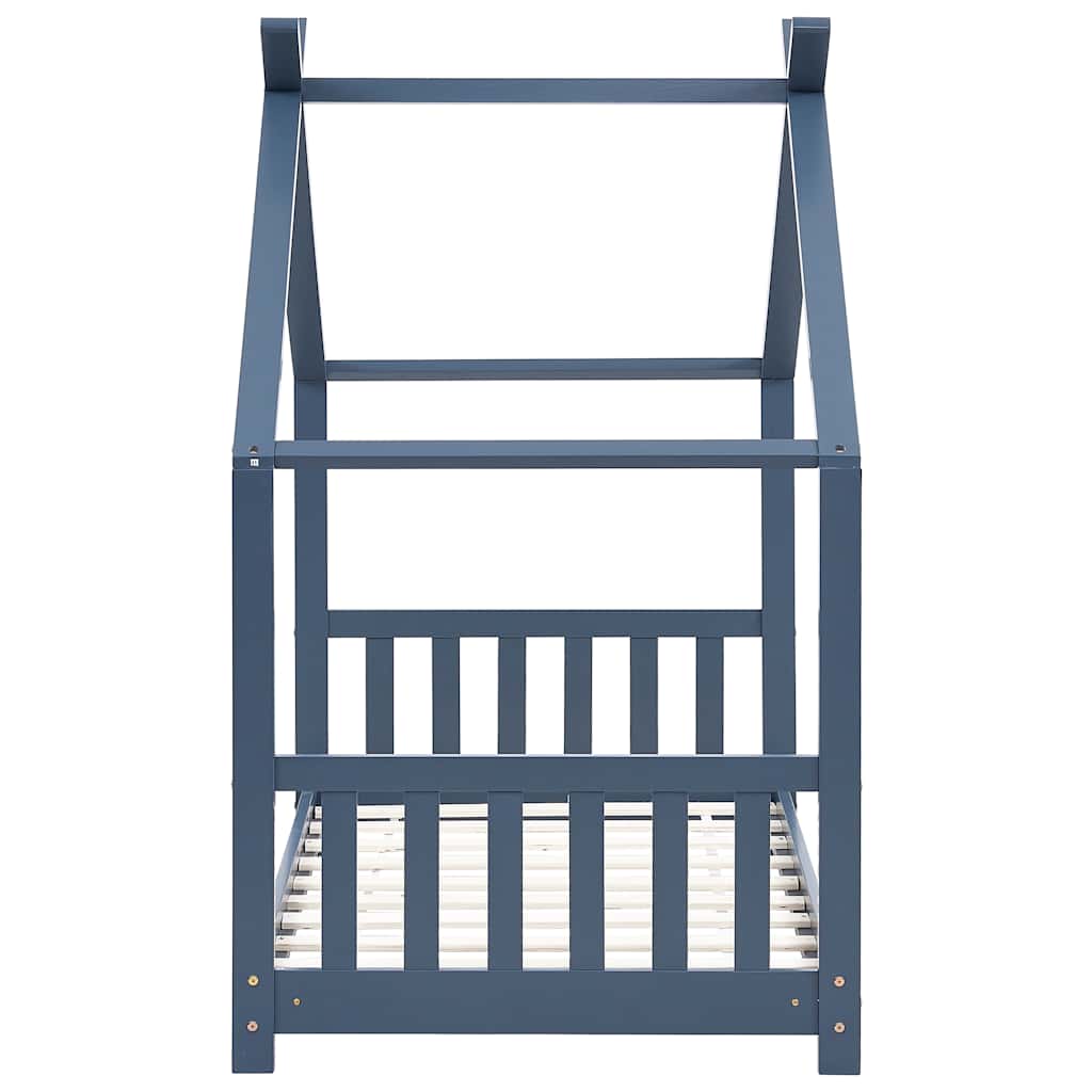 Cadre de lit d'enfant Gris Bois de pin massif 70x140 cm