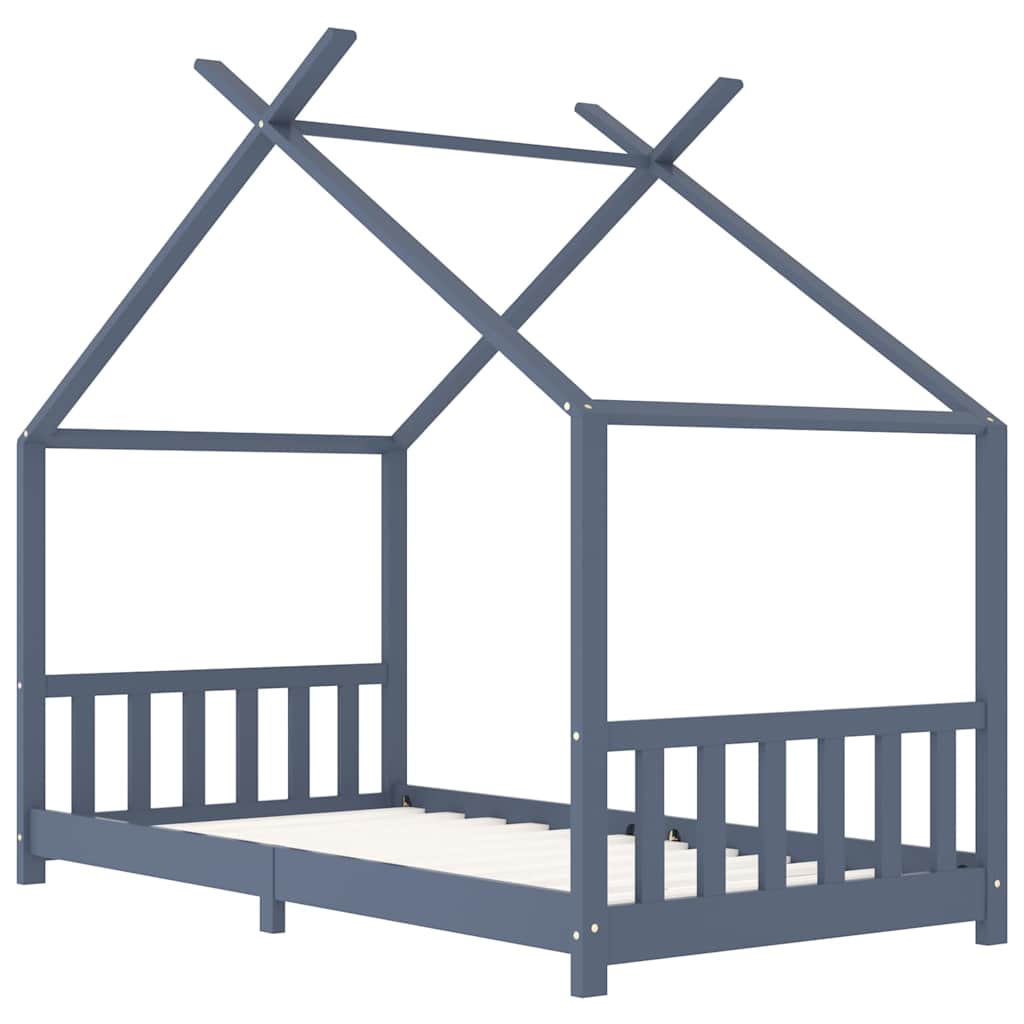 Cadre de lit d'enfant Gris Bois de pin massif 90 x 200 cm