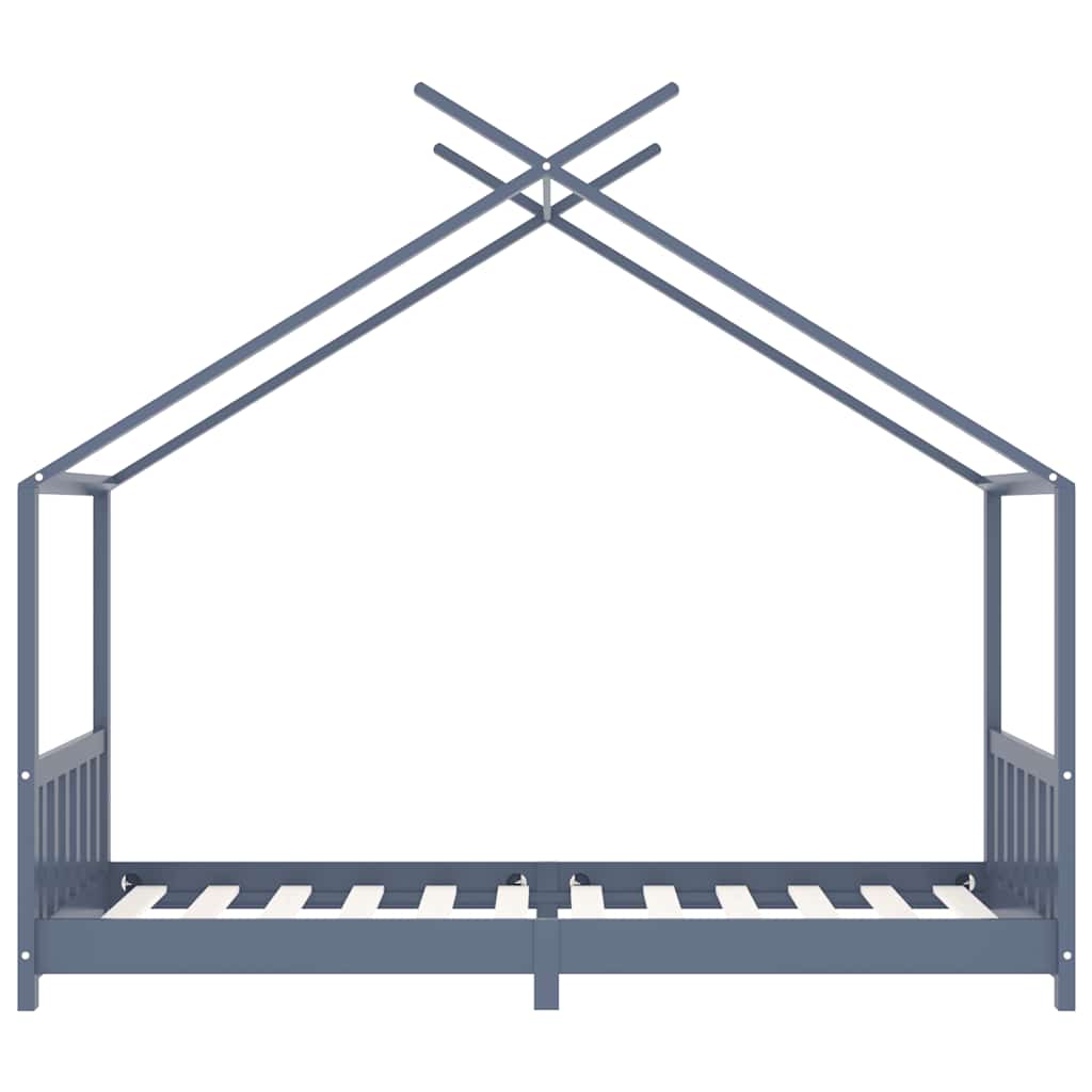 Cadre de lit d'enfant Gris Bois de pin massif 90 x 200 cm