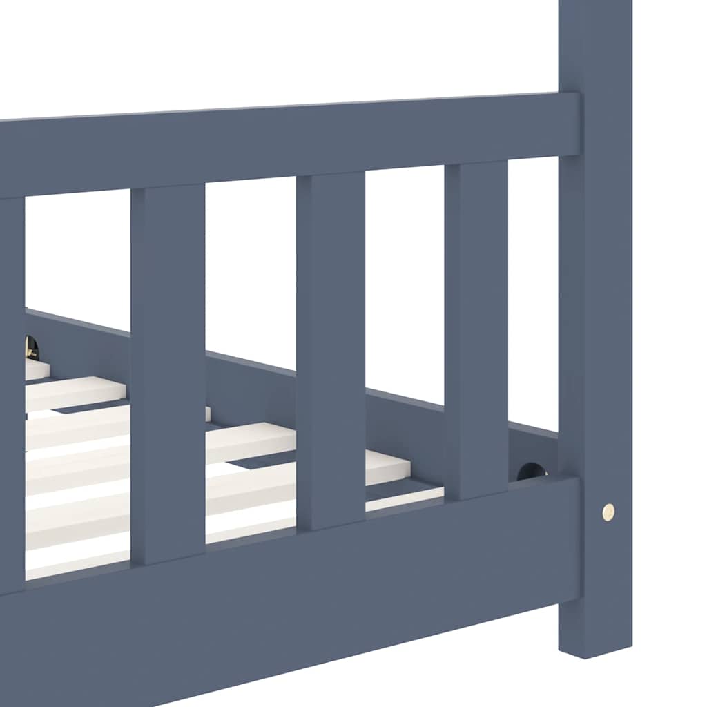 Cadre de lit d'enfant Gris Bois de pin massif 90 x 200 cm