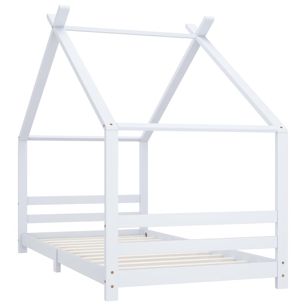 Cadre de lit d'enfant Blanc Bois de pin massif 90x200 cm