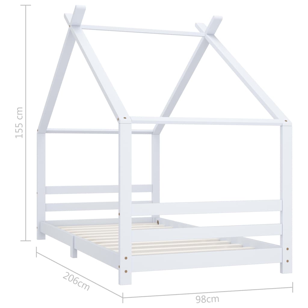 Cadre de lit d'enfant Blanc Bois de pin massif 90x200 cm