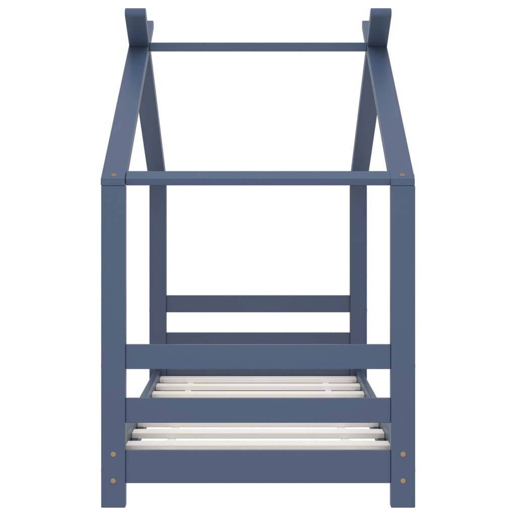 Cadre de lit d'enfant Gris Bois de pin massif 70x140 cm