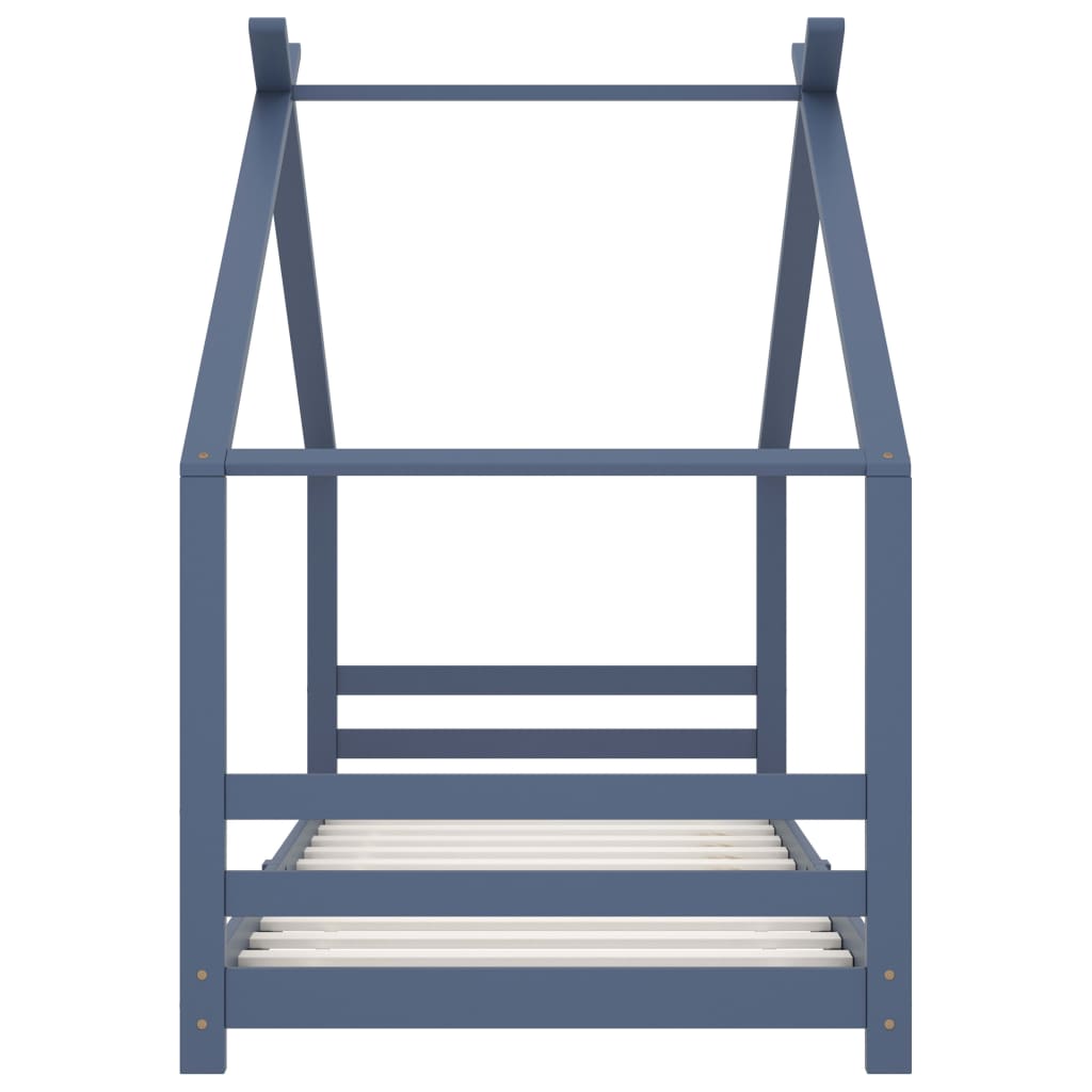 Cadre de lit d'enfant Gris Bois de pin massif 90x200 cm