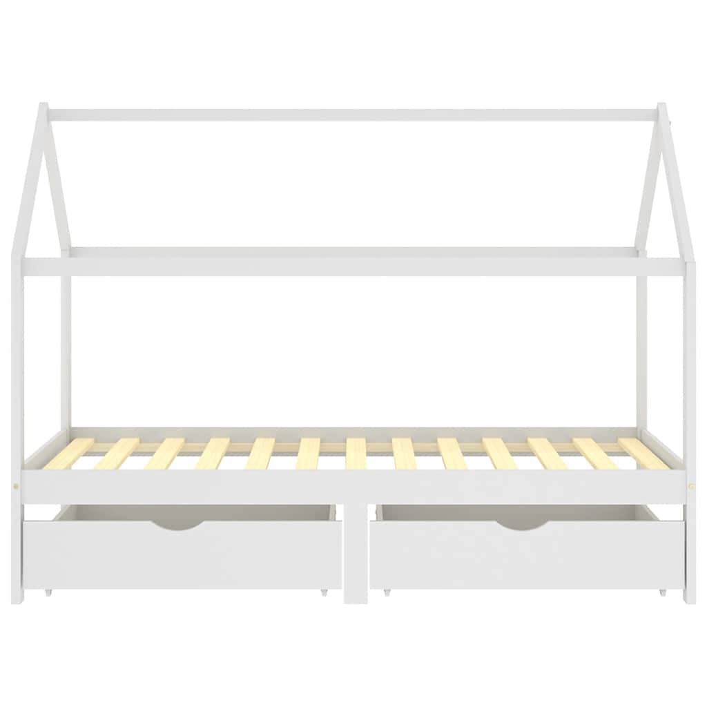 Cadre de lit d'enfant avec tiroirs Blanc Pin massif 90x200 cm