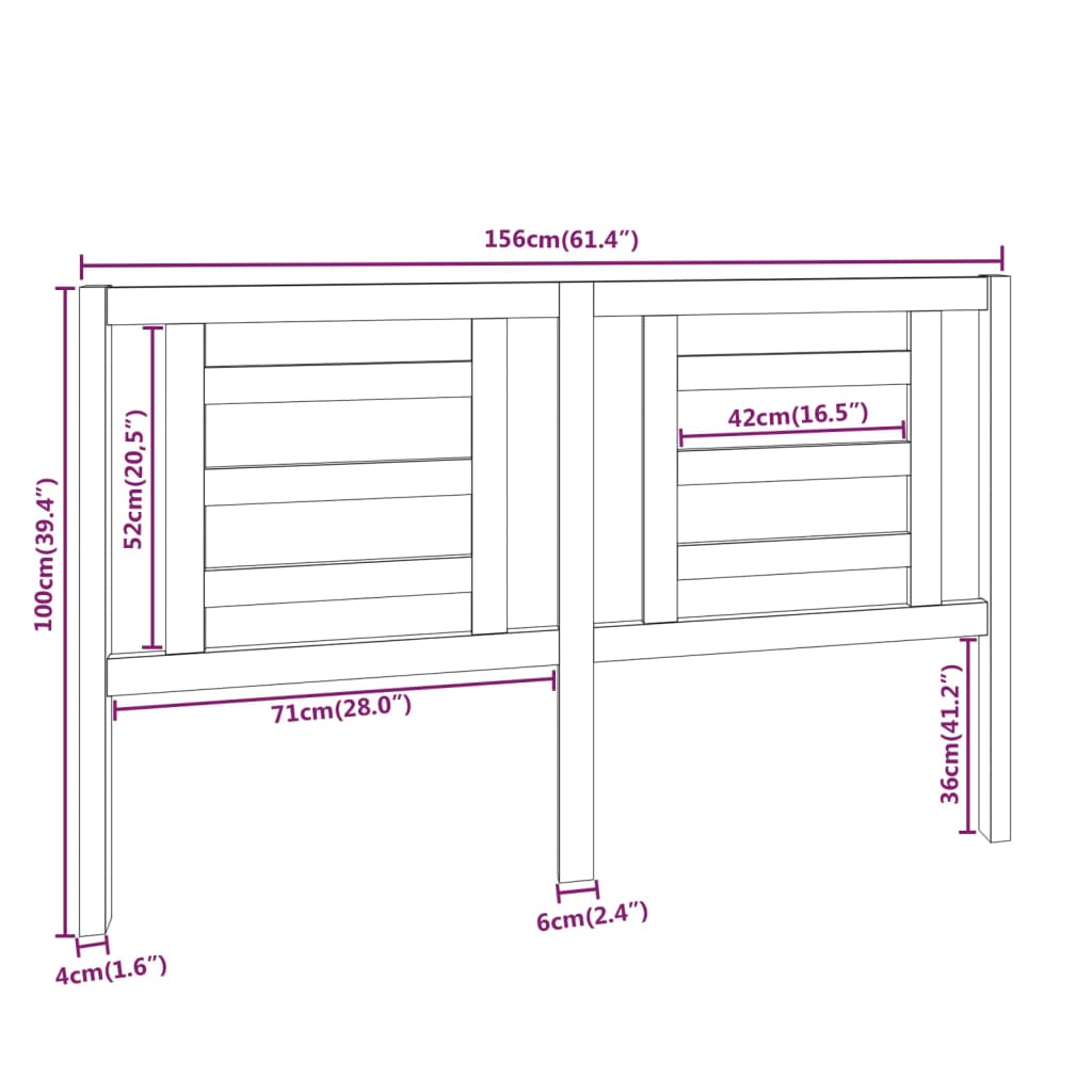 818827 vidaXL Tête de lit Gris 156x4x100 cm Bois de Pin Massif
