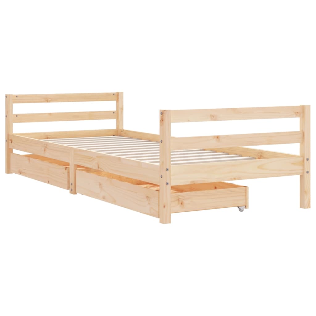 Cadre de lit d'enfants et tiroirs 90x190 cm bois de pin massif