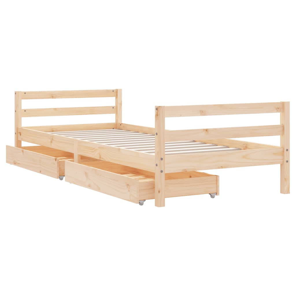 Cadre de lit d'enfants et tiroirs 90x190 cm bois de pin massif