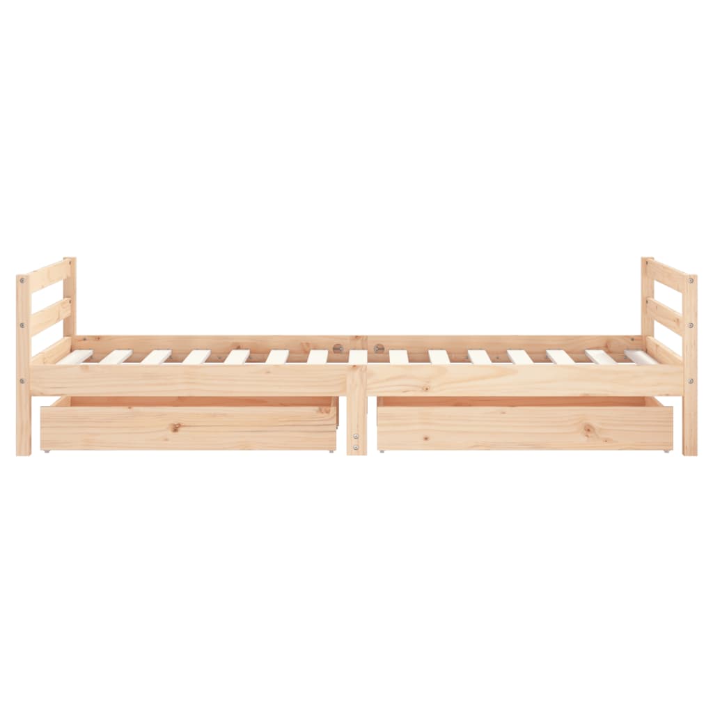 Cadre de lit d'enfants et tiroirs 90x190 cm bois de pin massif