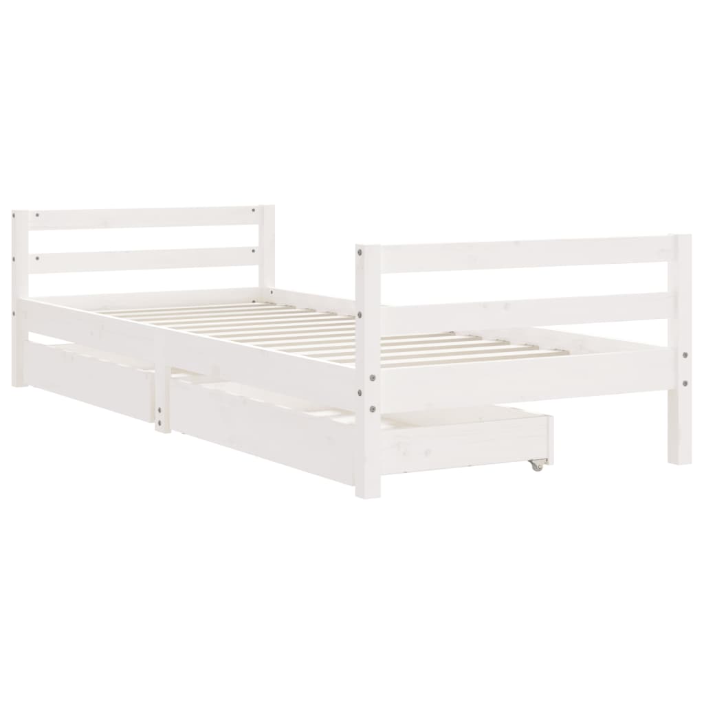 Cadre de lit d'enfants tiroirs blanc 90x190 cm bois pin massif