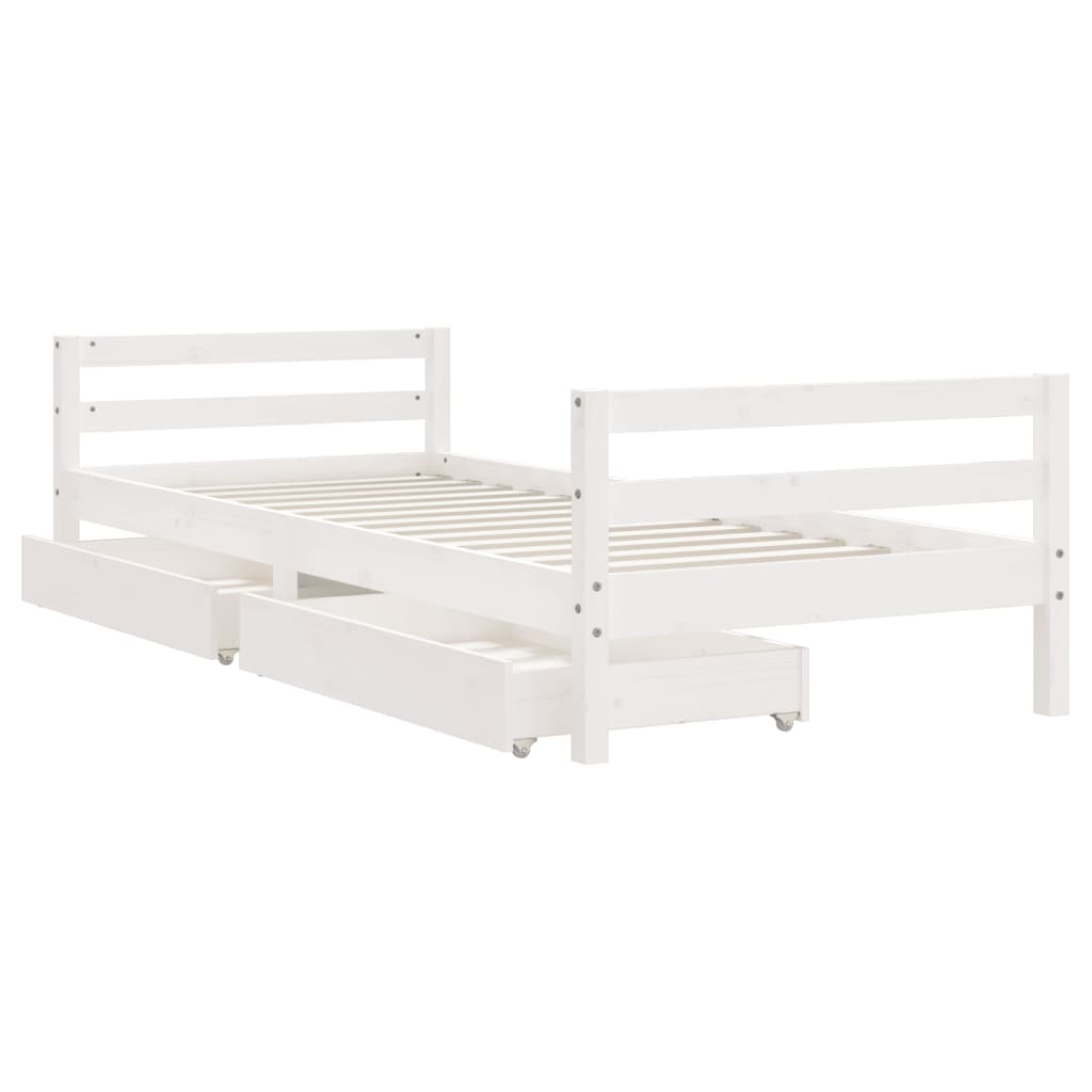 Cadre de lit d'enfants tiroirs blanc 90x190 cm bois pin massif