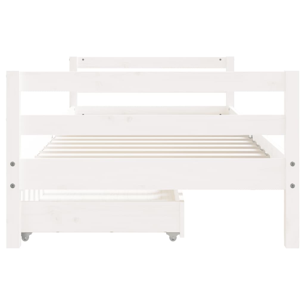 Cadre de lit d'enfants tiroirs blanc 90x190 cm bois pin massif