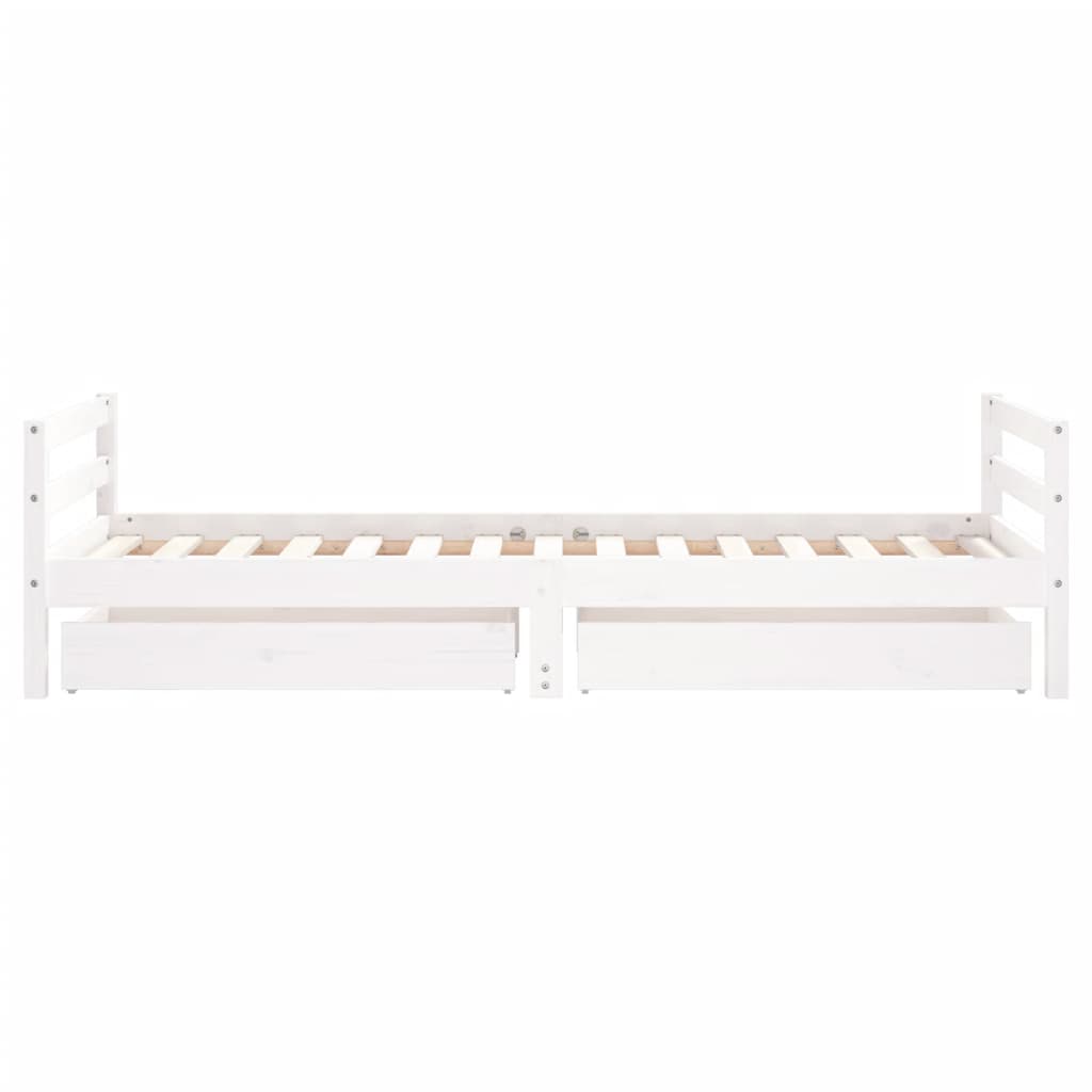 Cadre de lit d'enfants tiroirs blanc 90x190 cm bois pin massif