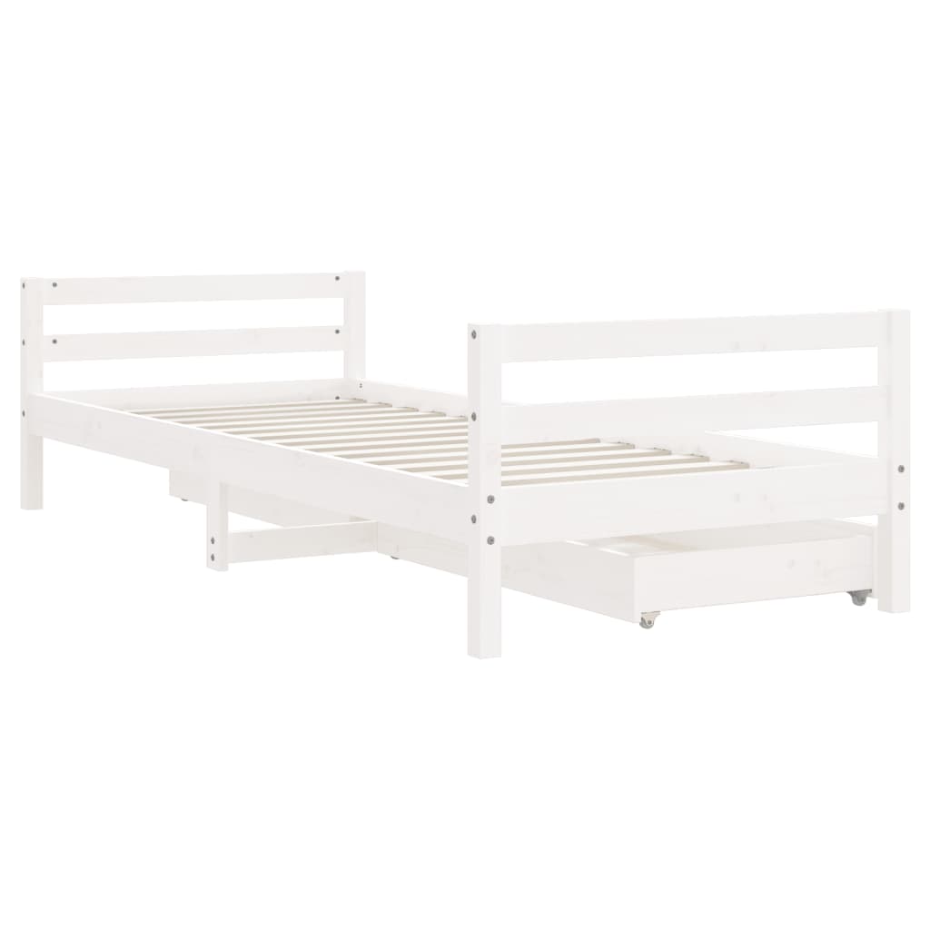 Cadre de lit d'enfants tiroirs blanc 90x190 cm bois pin massif