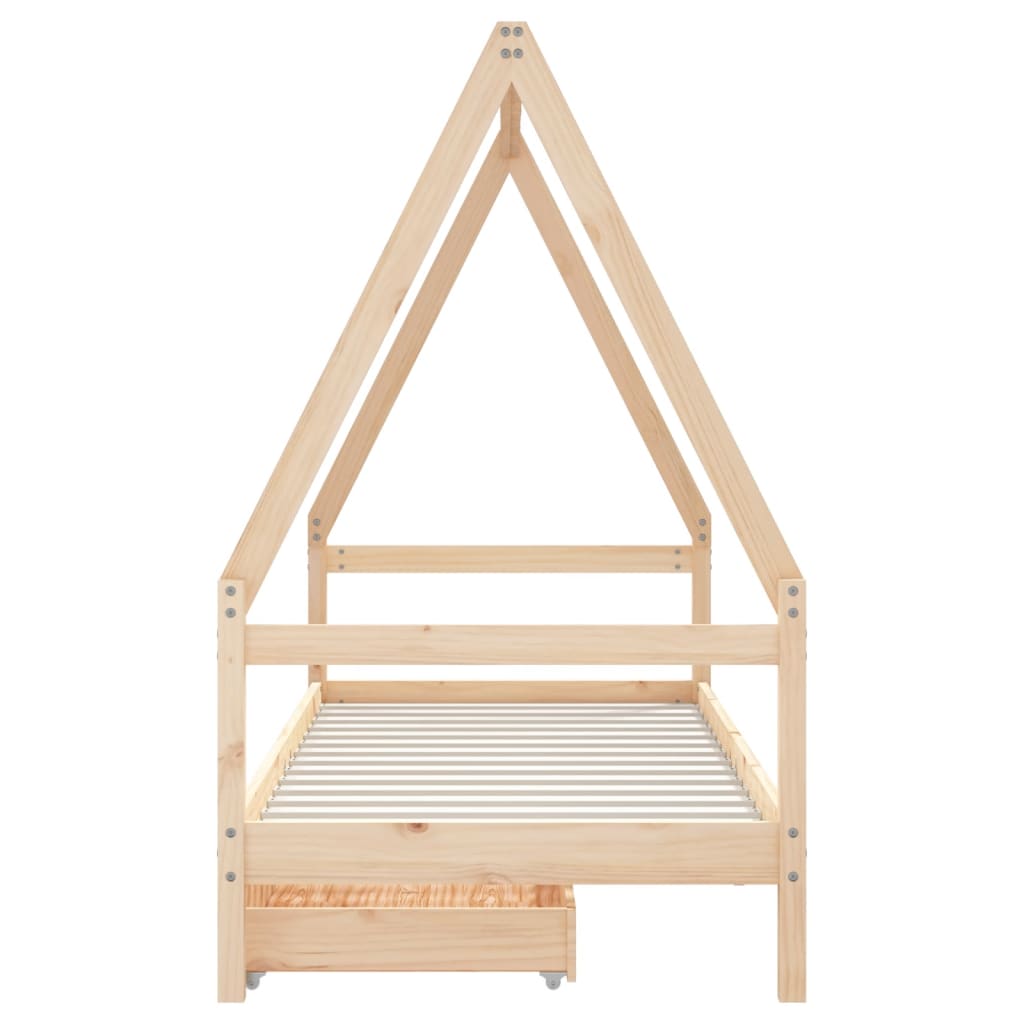 Cadre de lit d'enfants et tiroirs 90x190 cm bois de pin massif