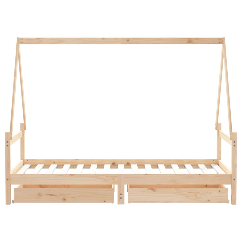 Cadre de lit d'enfants et tiroirs 90x190 cm bois de pin massif