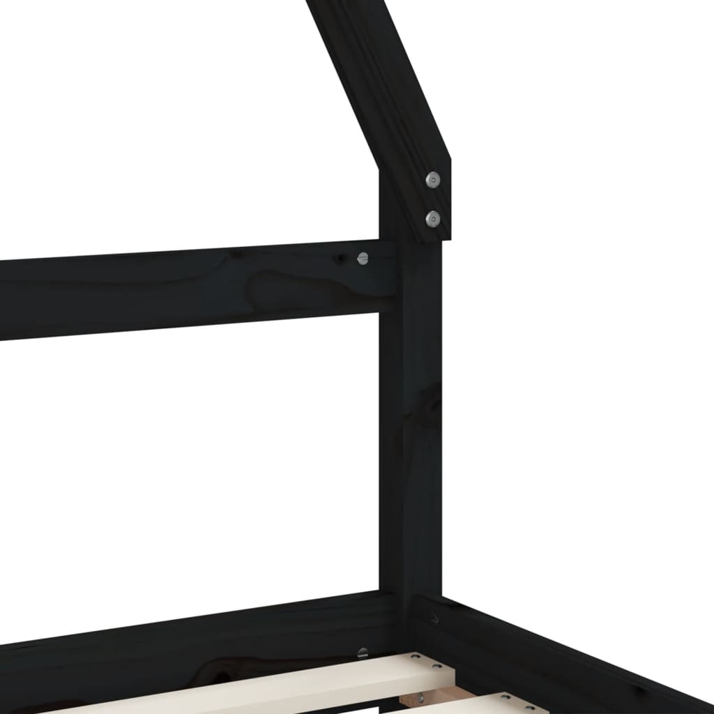 Cadre de lit d'enfants tiroirs noir 90x190cm bois de pin massif
