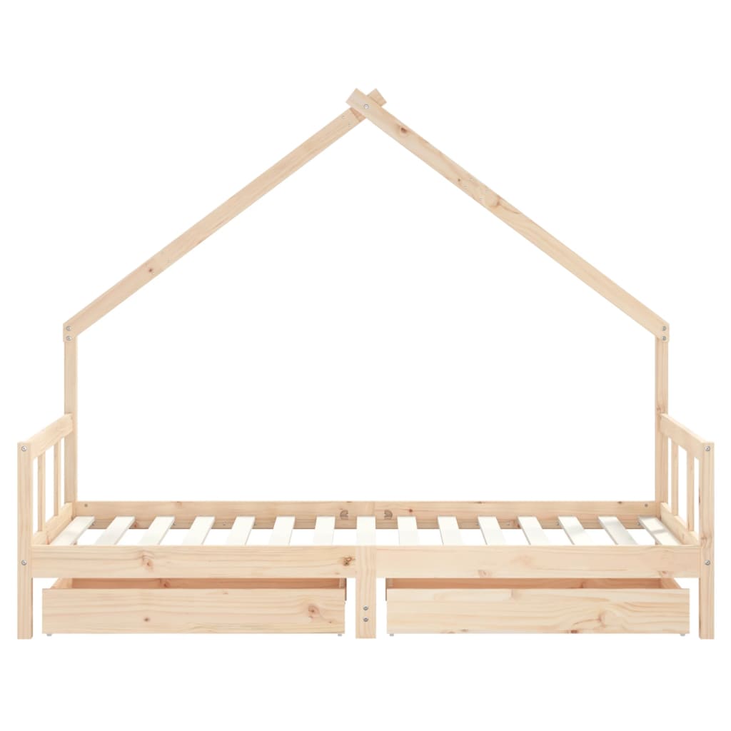 Cadre de lit d'enfants et tiroirs 90x190 cm bois de pin massif