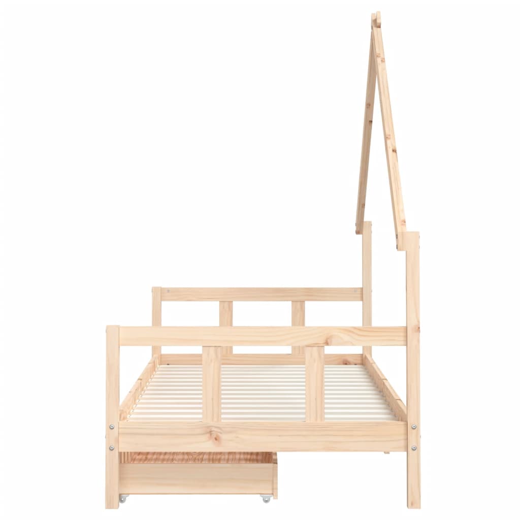 Cadre de lit d'enfants et tiroirs 90x190 cm bois de pin massif
