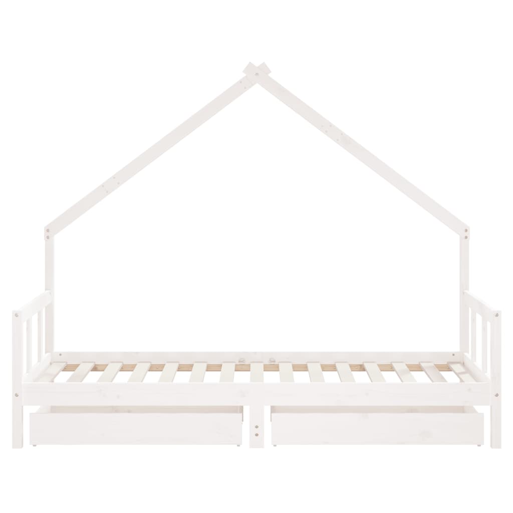 Cadre de lit d'enfants tiroirs blanc 90x190 cm bois pin massif