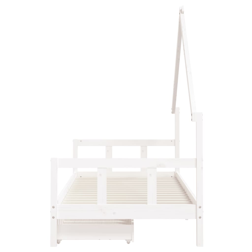 Cadre de lit d'enfants tiroirs blanc 90x190 cm bois pin massif
