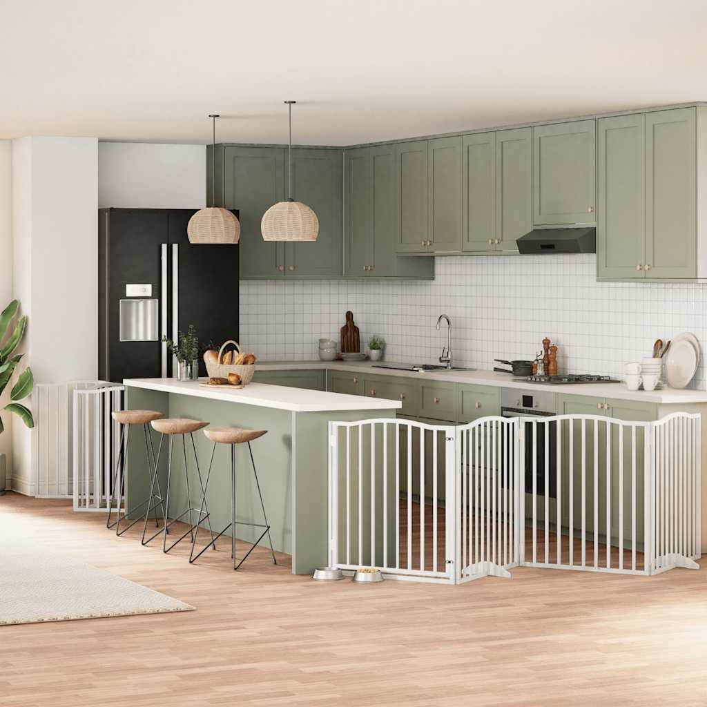 Barrière pour chien porte pliable 12 panneaux bois de peuplier