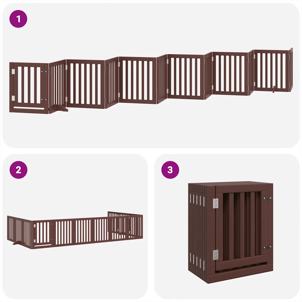 Barrière pour chien porte pliable 12 panneaux bois de peuplier