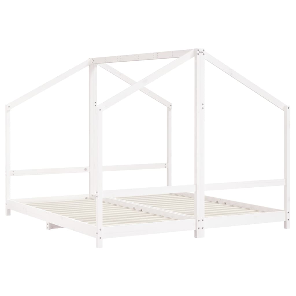 Cadre de lit d'enfant blanc 2x(90x200) cm bois de pin massif