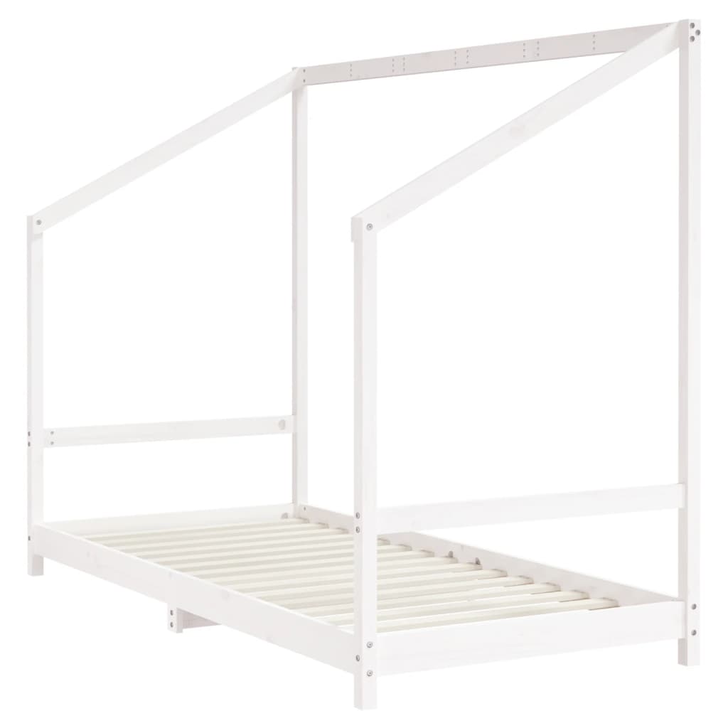 Cadre de lit d'enfant blanc 2x(90x200) cm bois de pin massif